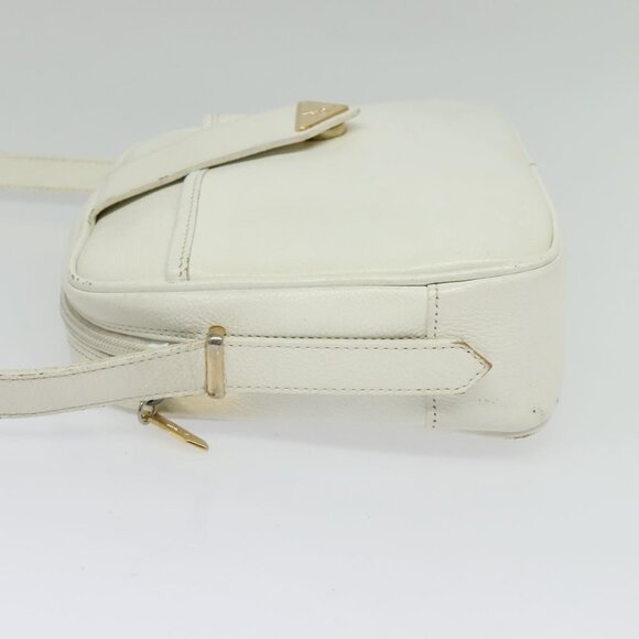 SAINT LAURENT Shoulder Bag Leather White Gold Auth BA4681 - Picture 4 of 16